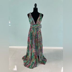 Watercolor Chiffon Gown - Aidan Mattox NWT